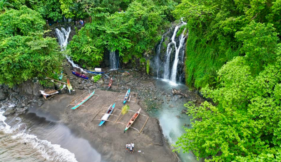 Aerial view of Bugsukan falls in Tiwi Albay, Misibis